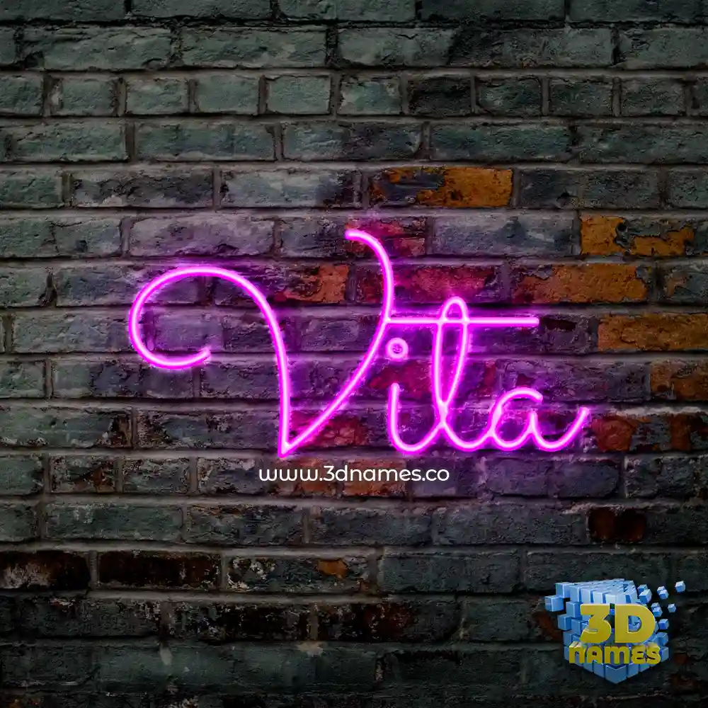 vita in Pink Neon style - 3D name wallpaper