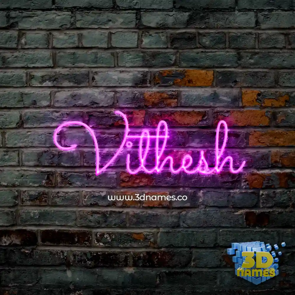 vithesh in Pink Neon style - 3D name wallpaper