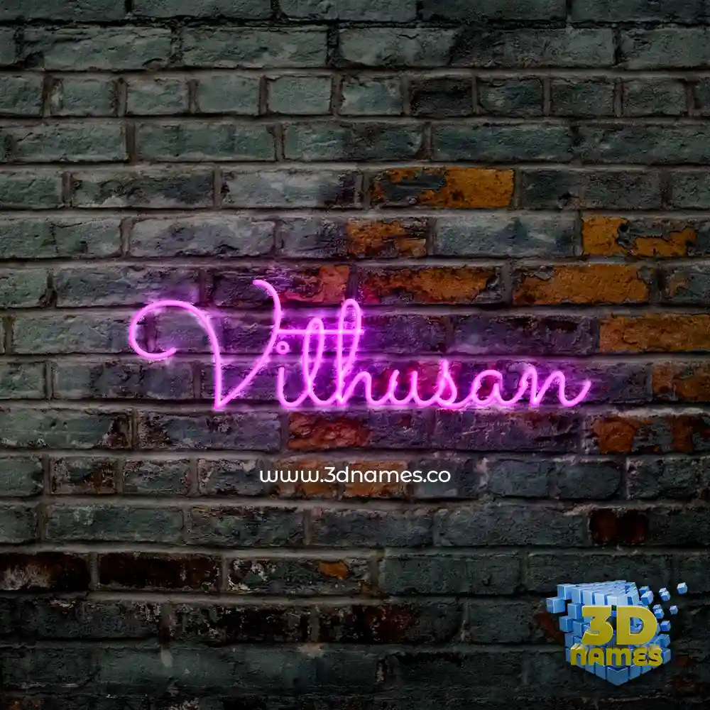 vithusan in Pink Neon style - 3D name wallpaper