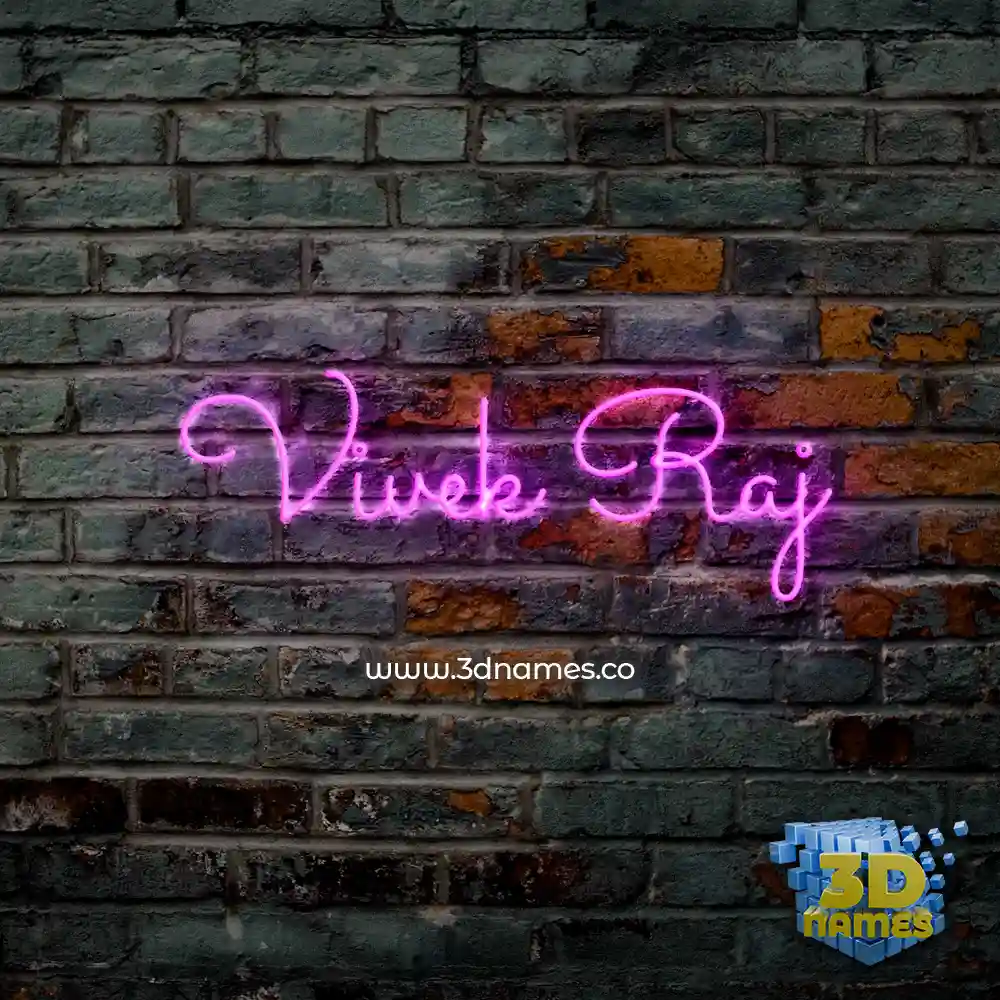 vivek raj in Pink Neon style - 3D name wallpaper
