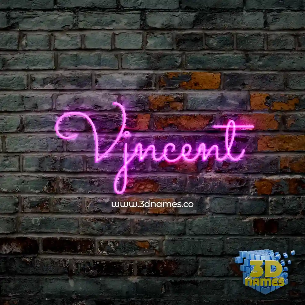 vjncent in Pink Neon style - 3D name wallpaper