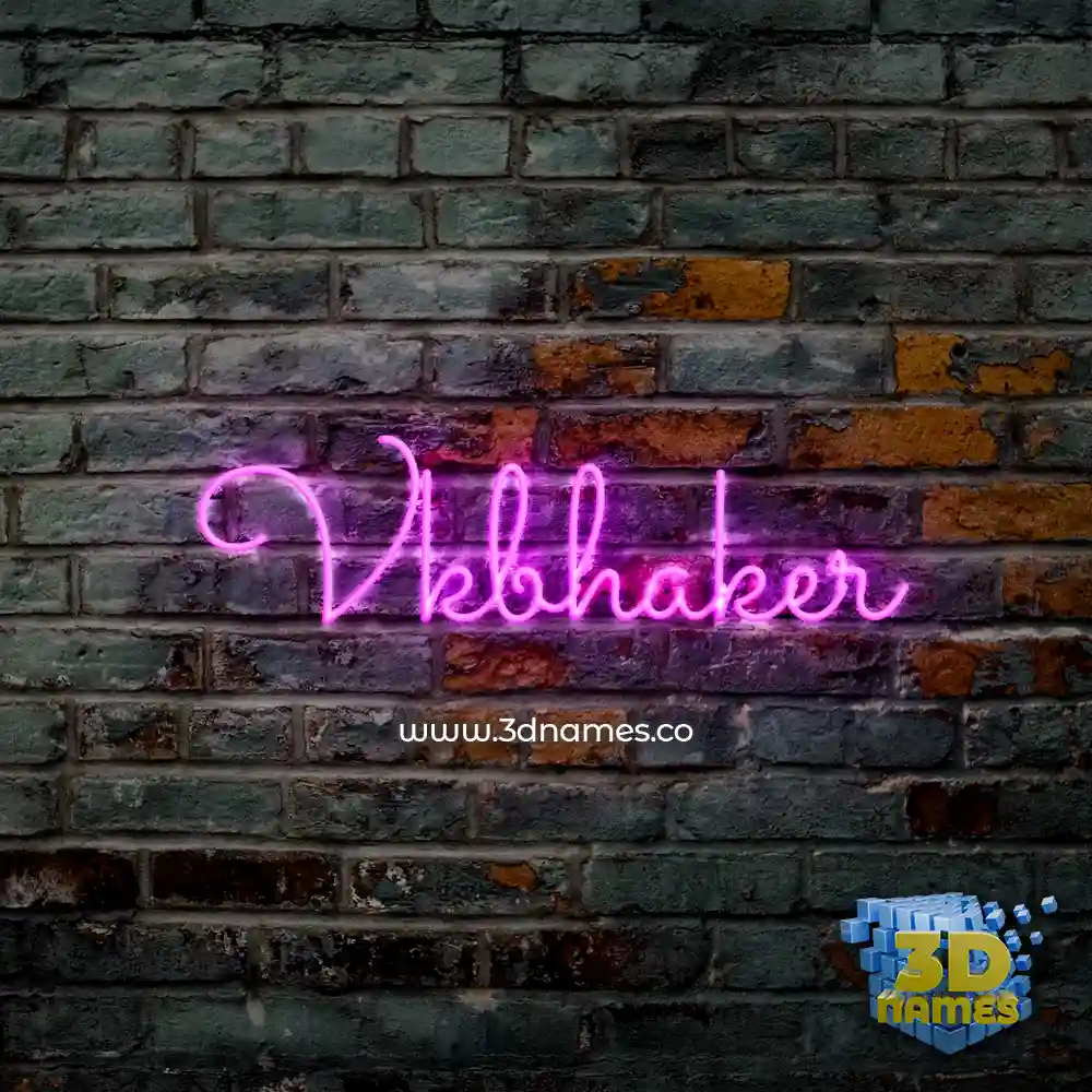 vkbhaker in Pink Neon style - 3D name wallpaper