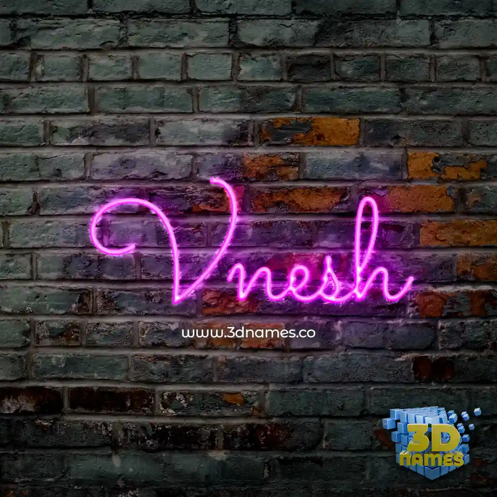 vnesh in Pink Neon style - 3D name wallpaper