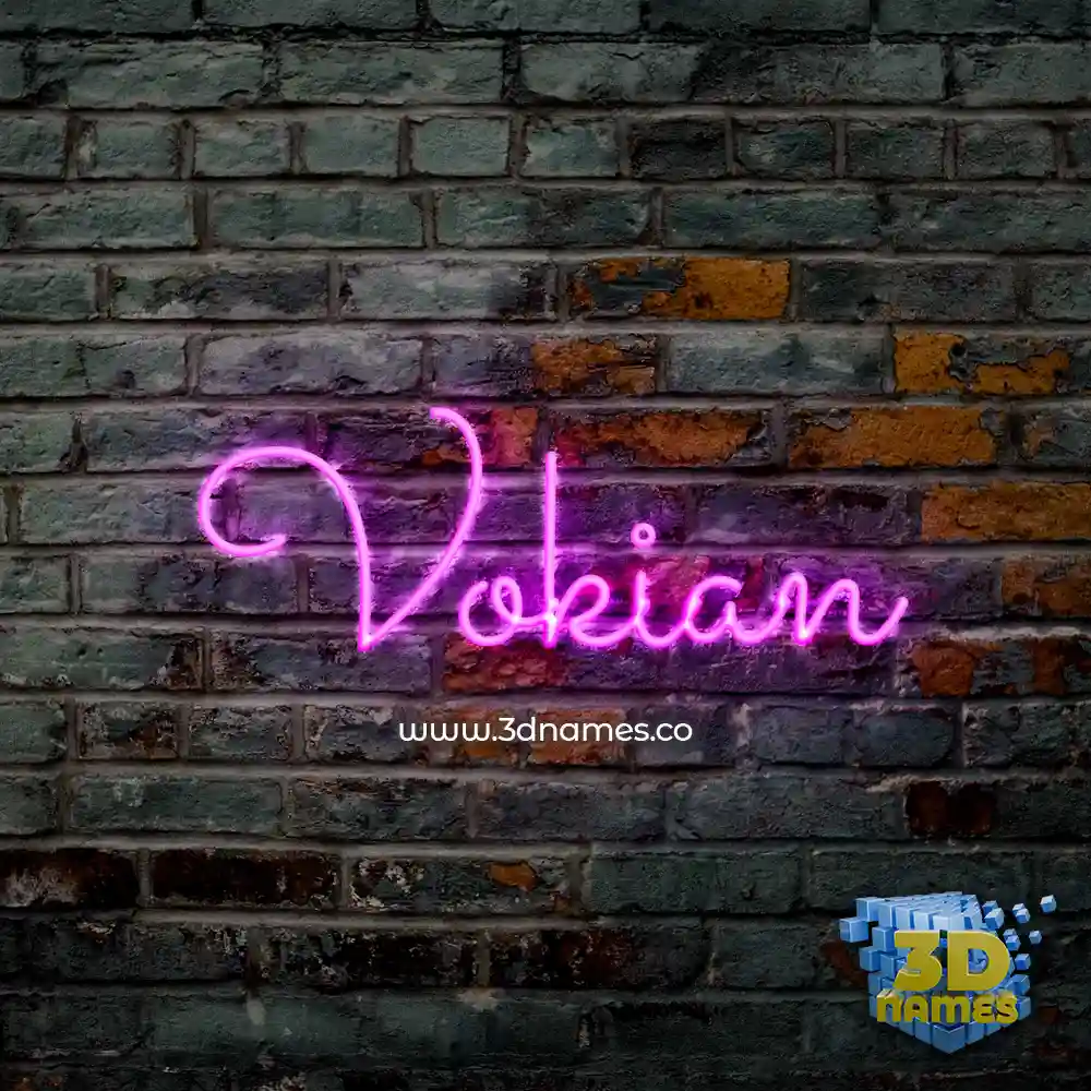 vokian in Pink Neon style - 3D name wallpaper