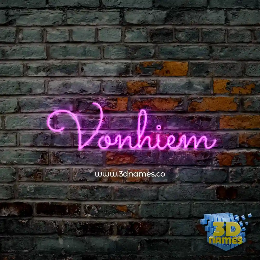 vonhiem in Pink Neon style - 3D name wallpaper