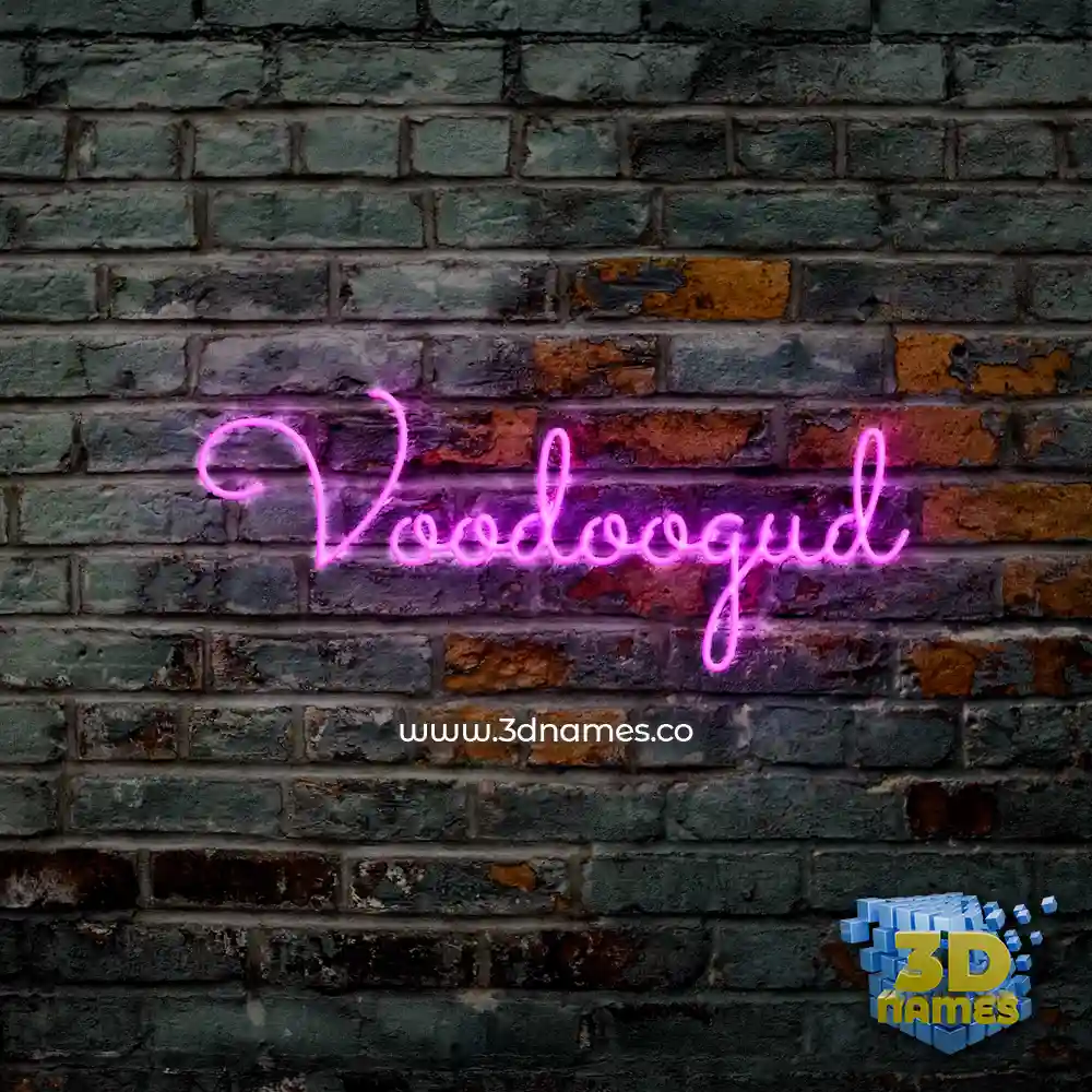 voodoogud in Pink Neon style - 3D name wallpaper