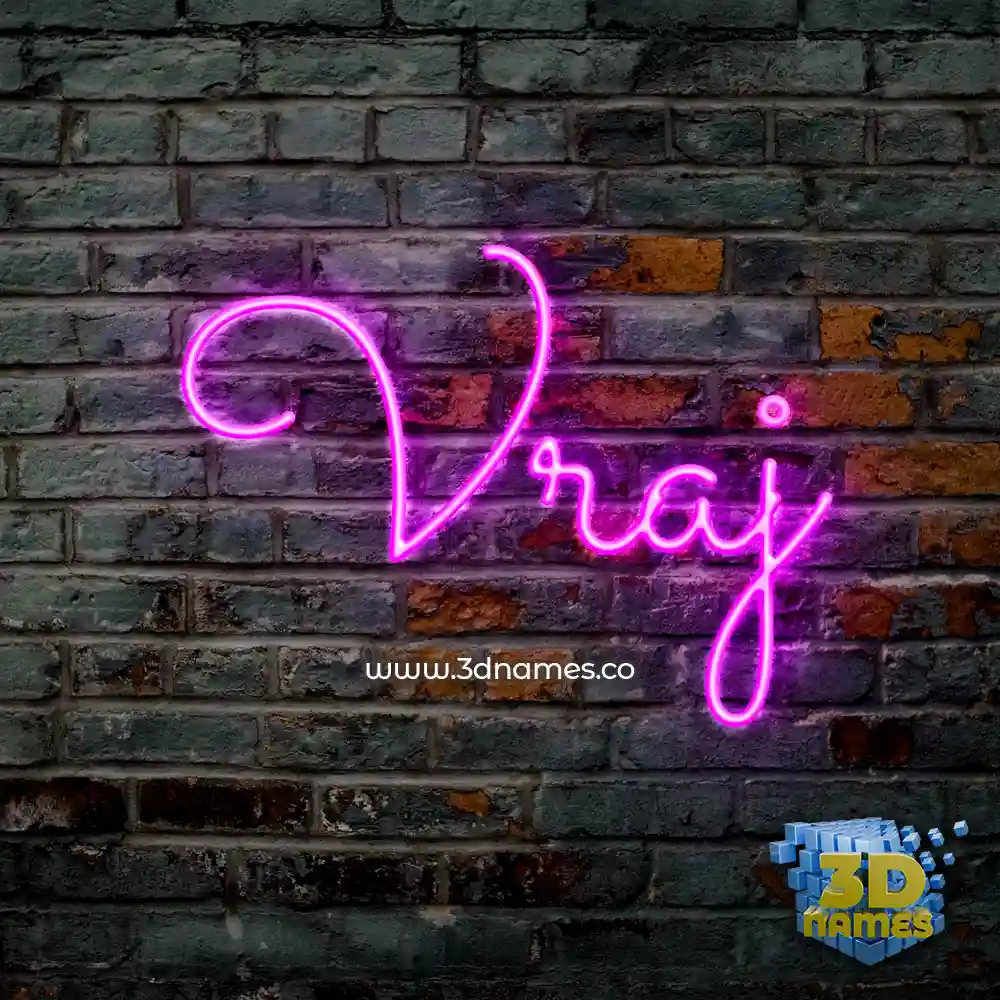 vraj in Pink Neon style - 3D name wallpaper