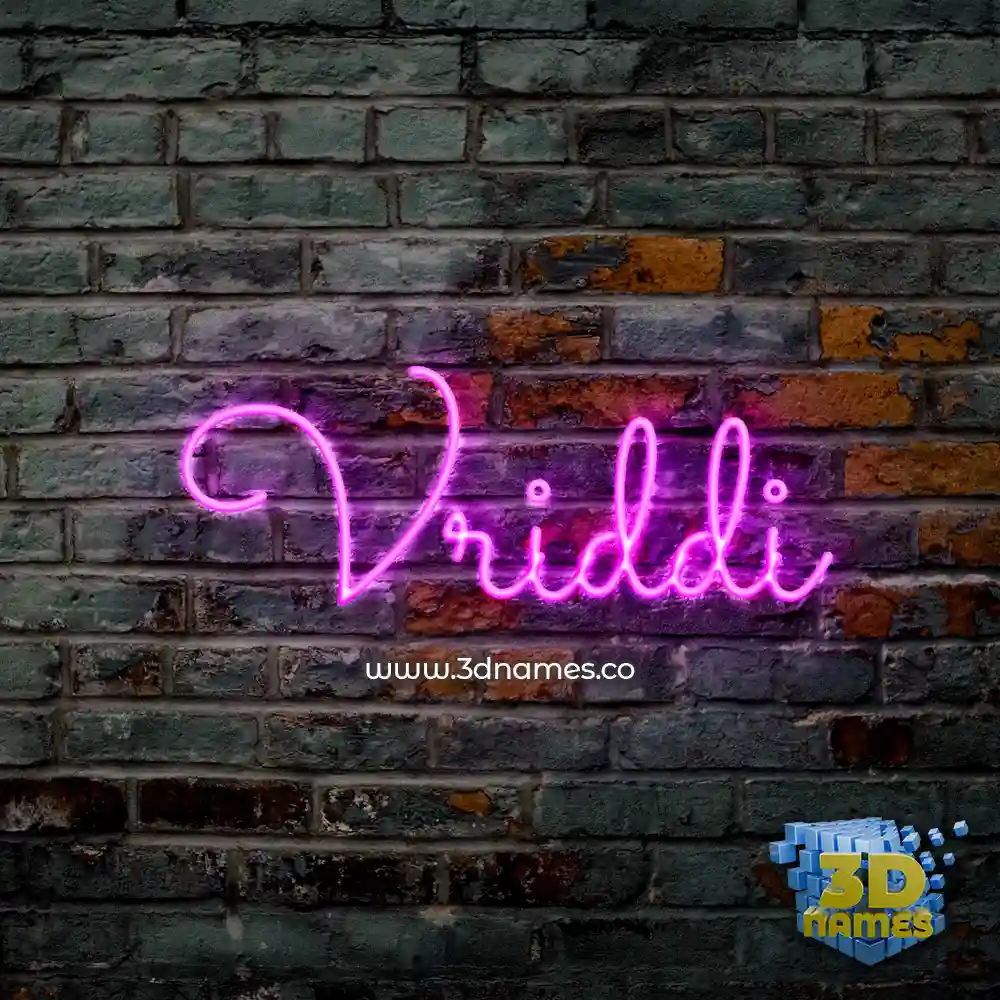 vriddi in Pink Neon style - 3D name wallpaper