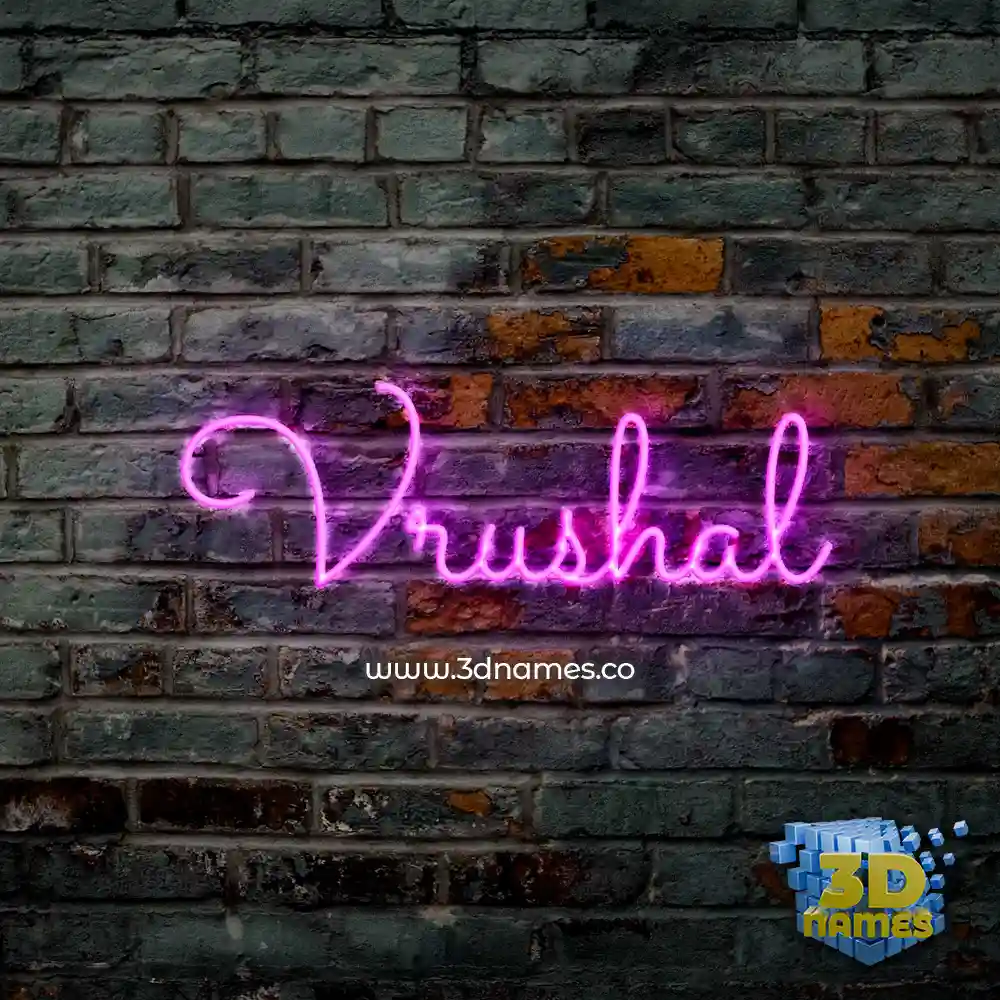 vrushal in Pink Neon style - 3D name wallpaper