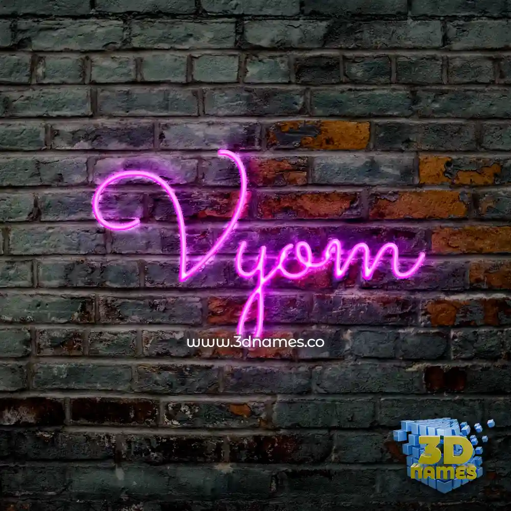vyom in Pink Neon style - 3D name wallpaper