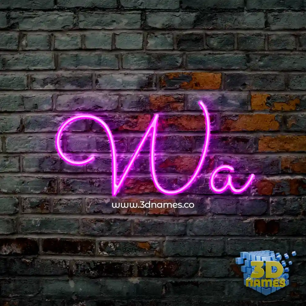 wa in Pink Neon style - 3D name wallpaper