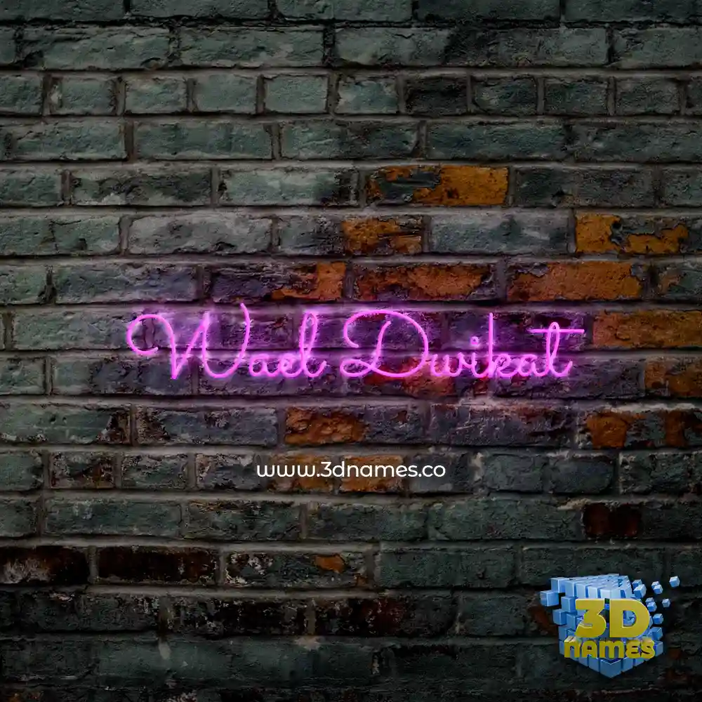 wael dwikat in Pink Neon style - 3D name wallpaper