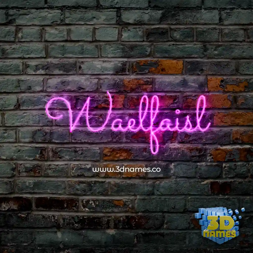 waelfaisl in Pink Neon style - 3D name wallpaper