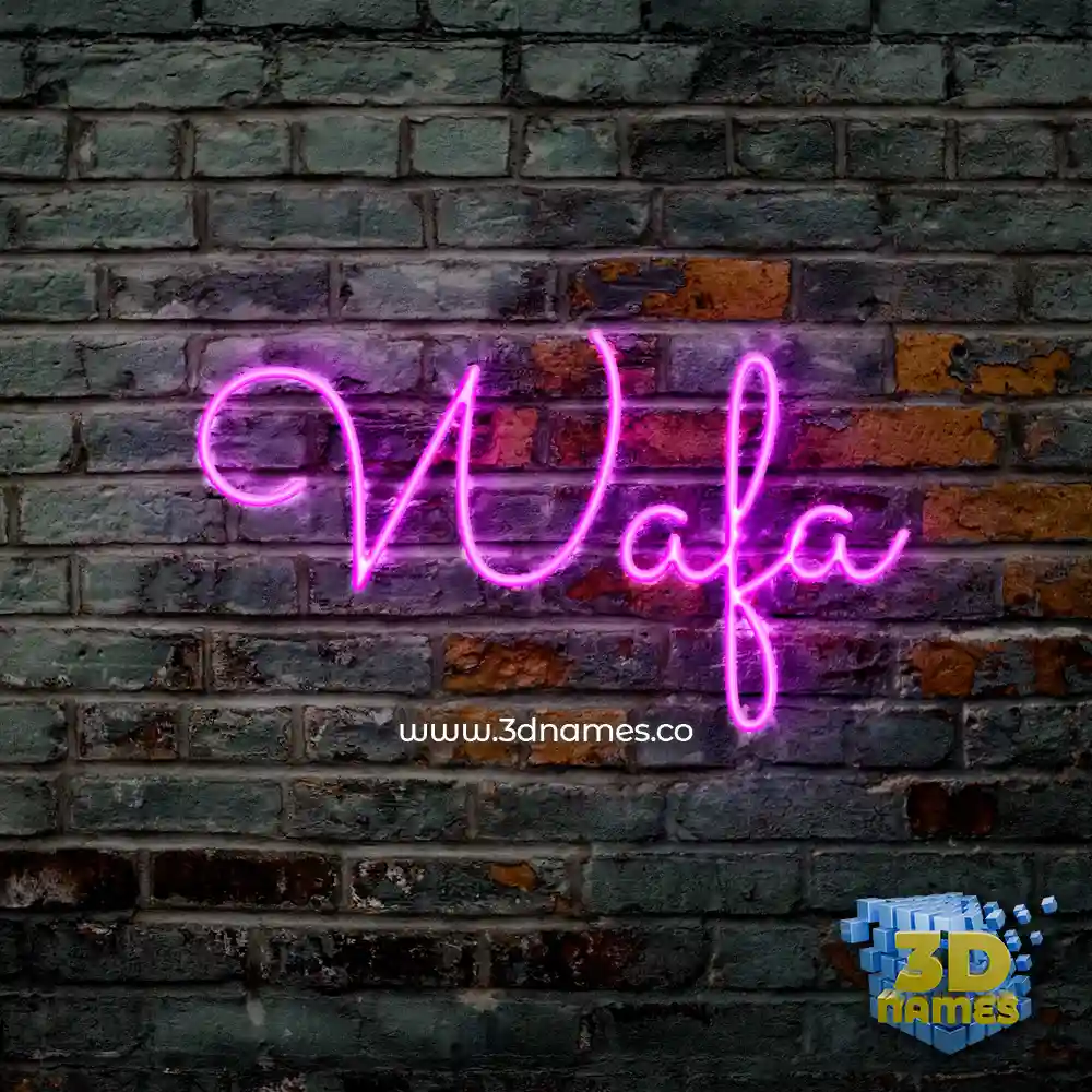 wafa in Pink Neon style - 3D name wallpaper