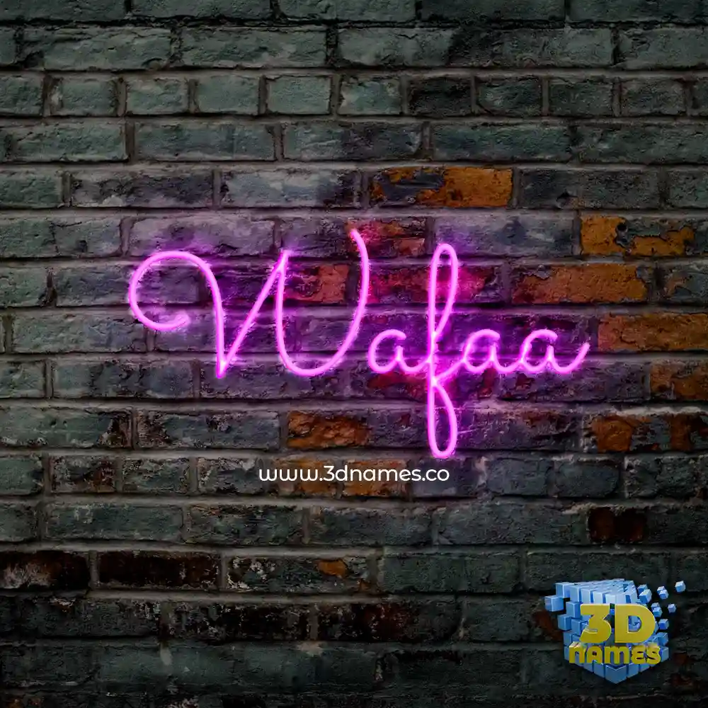 wafaa in Pink Neon style - 3D name wallpaper