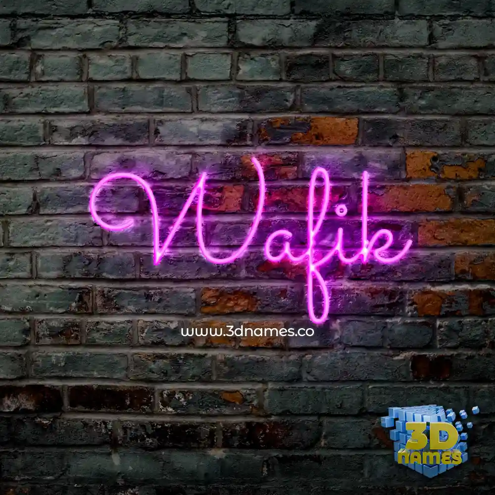 wafik in Pink Neon style - 3D name wallpaper