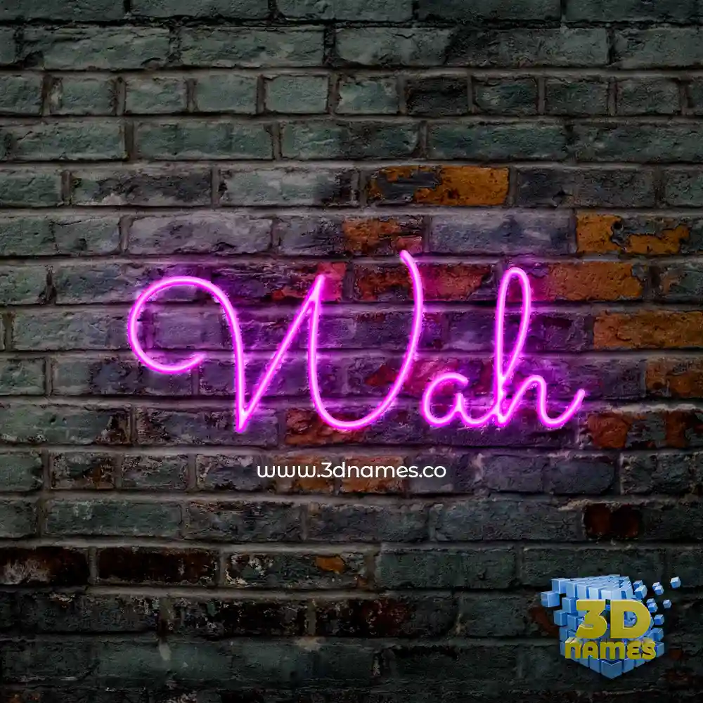 wah in Pink Neon style - 3D name wallpaper