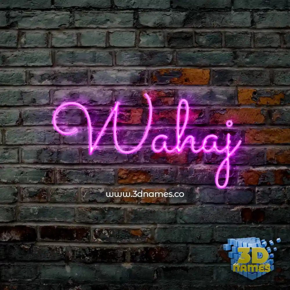 wahaj in Pink Neon style - 3D name wallpaper