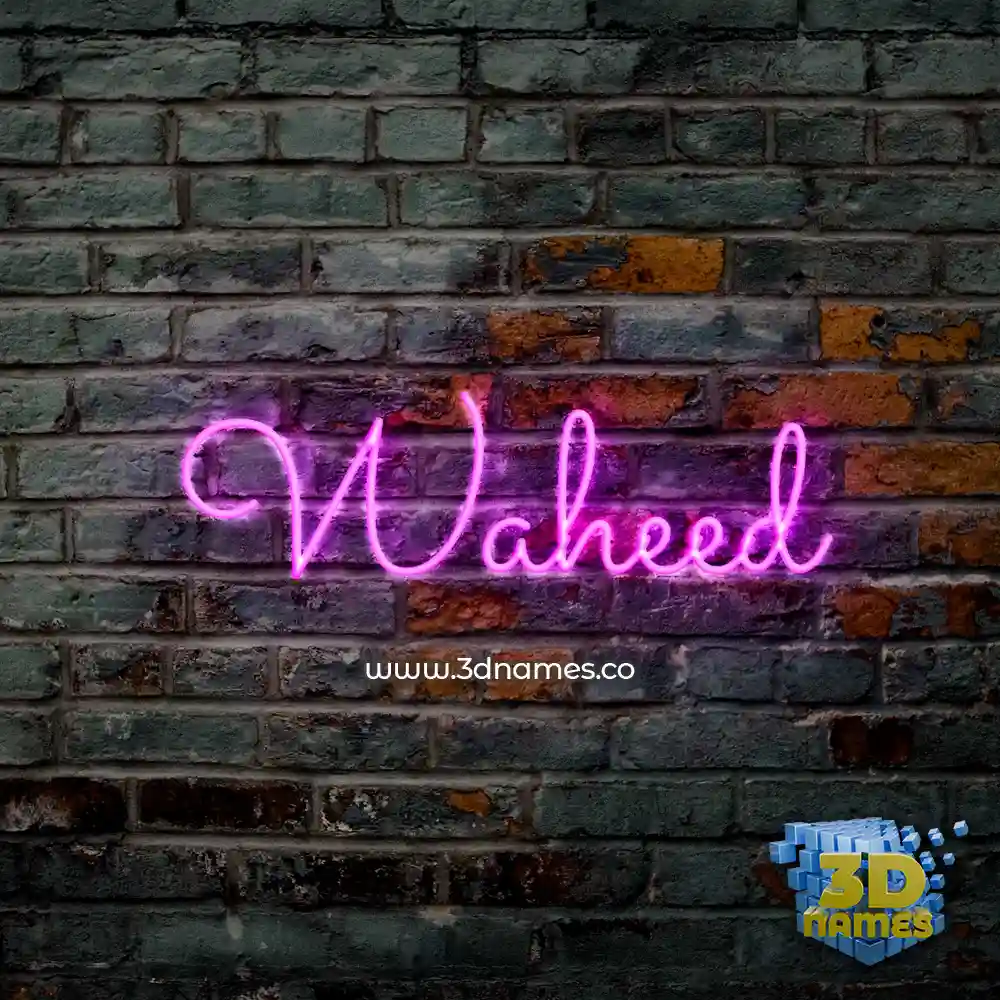 waheed in Pink Neon style - 3D name wallpaper
