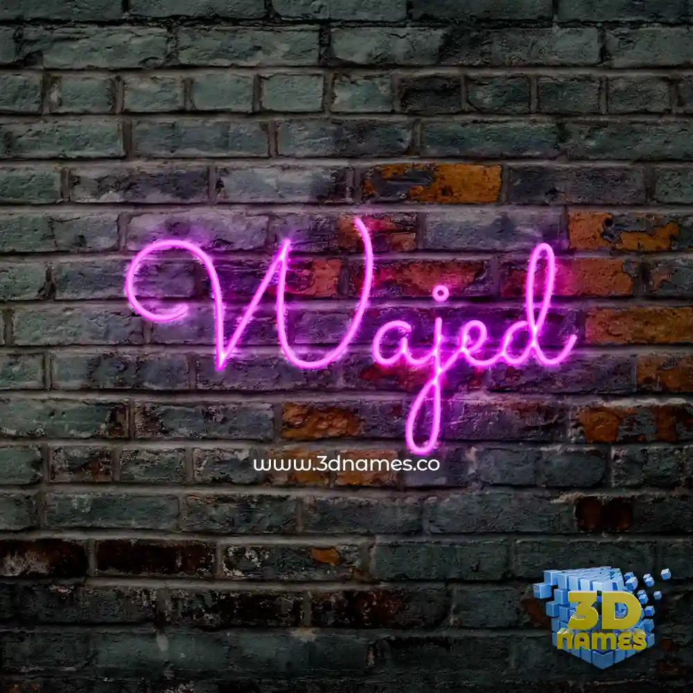wajed in Pink Neon style - 3D name wallpaper