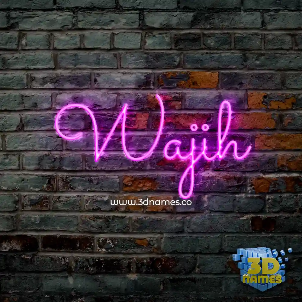 wajih in Pink Neon style - 3D name wallpaper