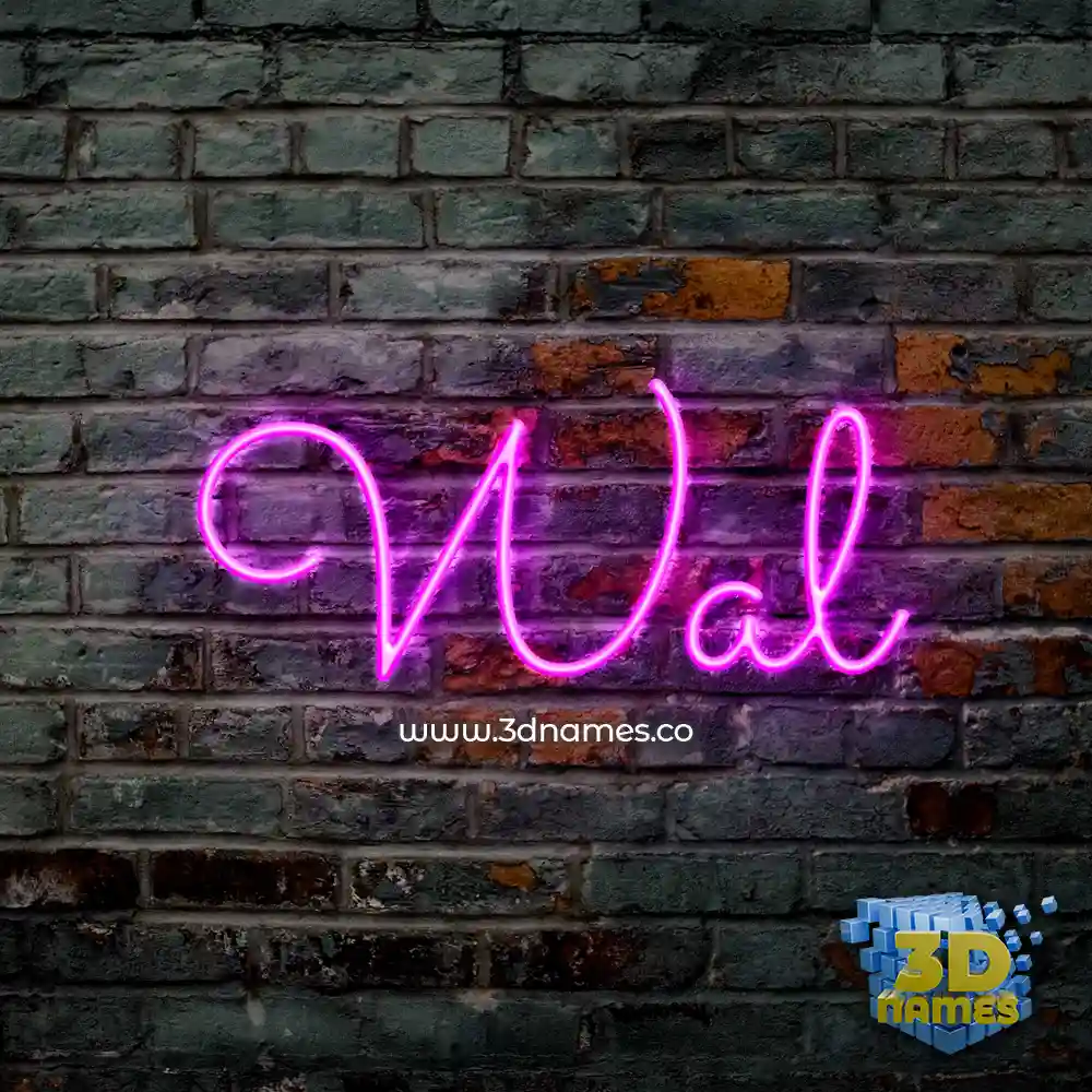 wal in Pink Neon style - 3D name wallpaper