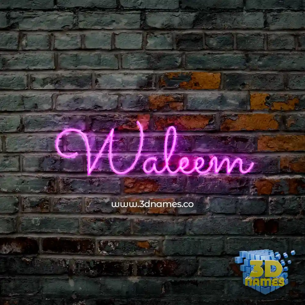 waleem in Pink Neon style - 3D name wallpaper