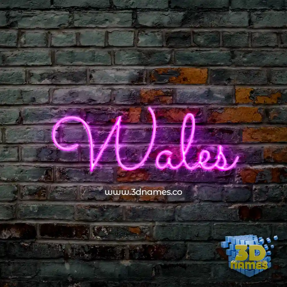wales in Pink Neon style - 3D name wallpaper