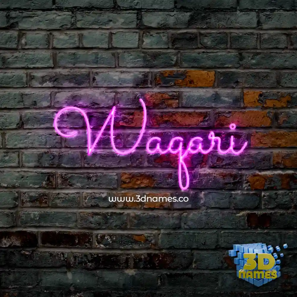 waqari in Pink Neon style - 3D name wallpaper