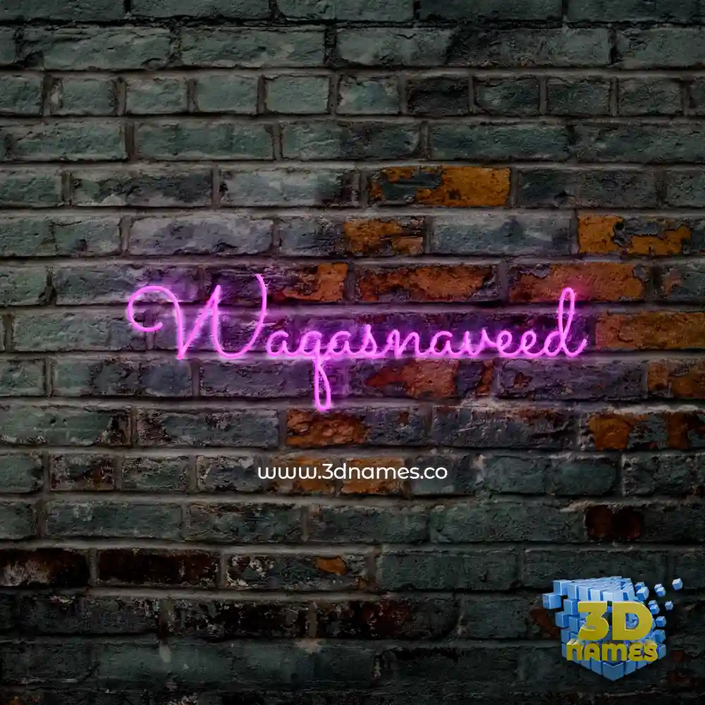 waqasnaveed in Pink Neon style - 3D name wallpaper