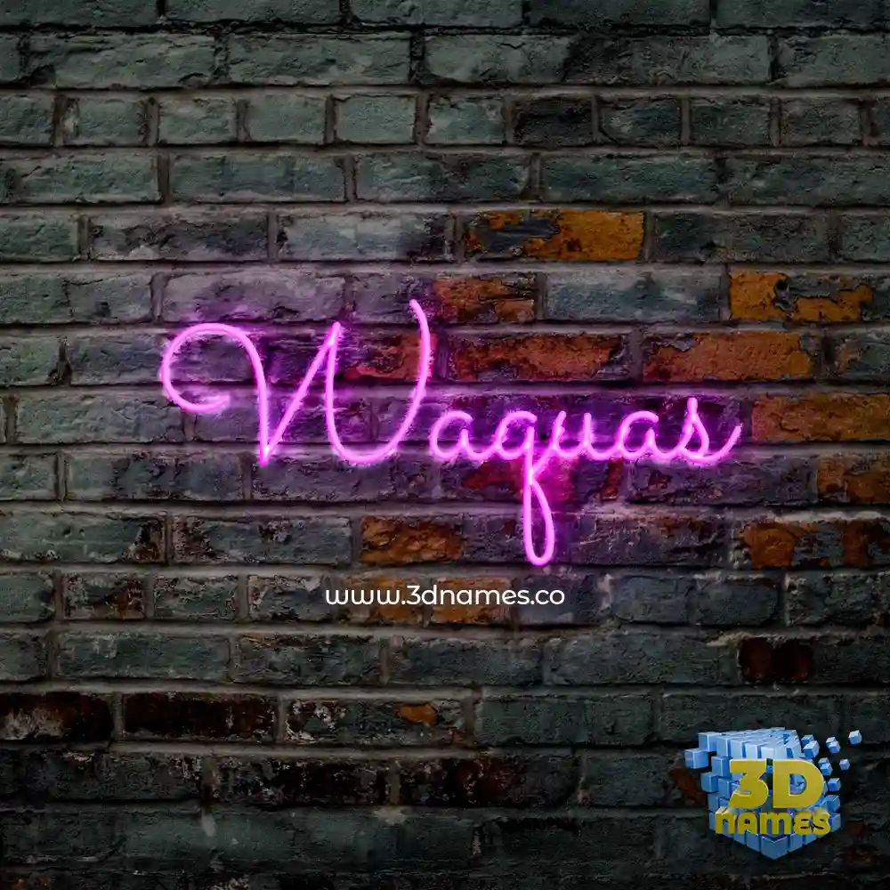 waquas in Pink Neon style - 3D name wallpaper