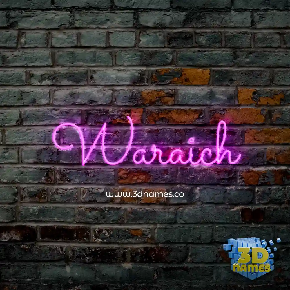 waraich in Pink Neon style - 3D name wallpaper