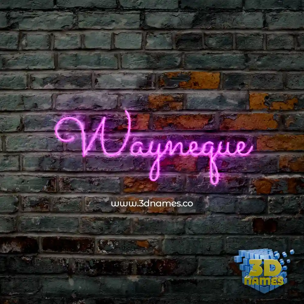 wayneque in Pink Neon style - 3D name wallpaper