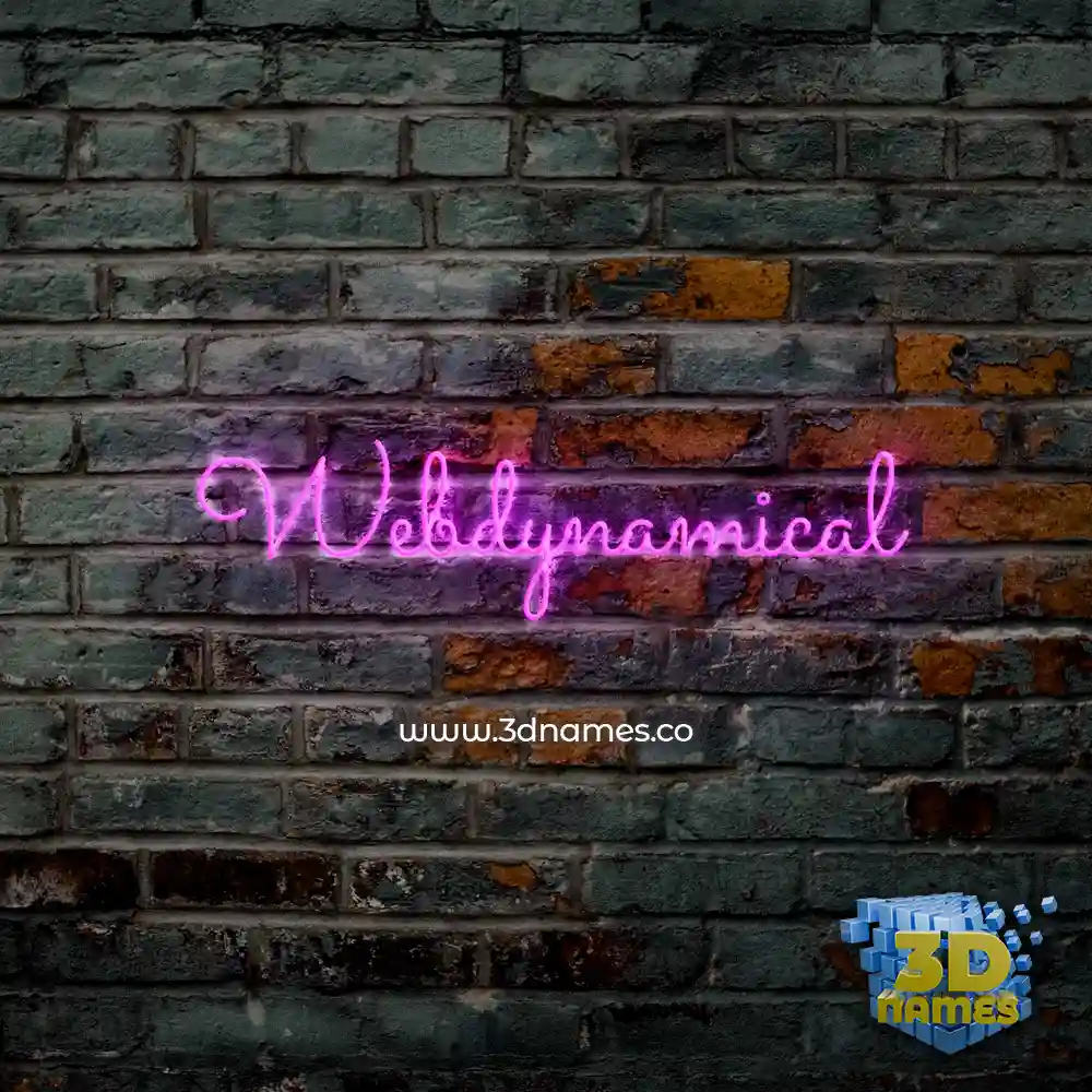 webdynamical in Pink Neon style - 3D name wallpaper
