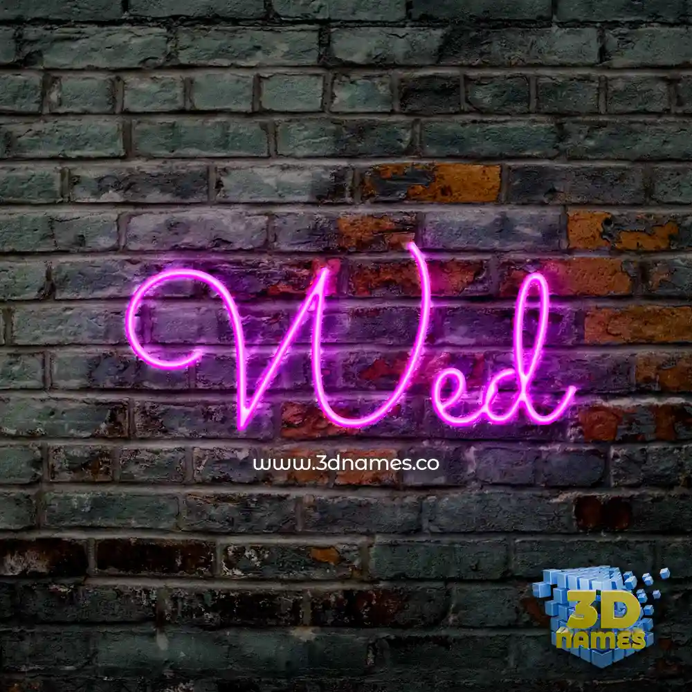 wed in Pink Neon style - 3D name wallpaper