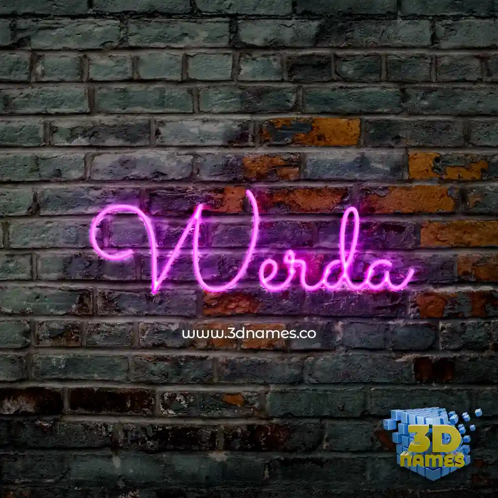 werda in Pink Neon style - 3D name wallpaper