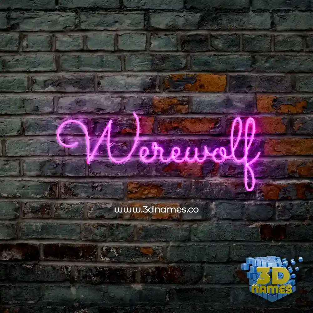 werewolf in Pink Neon style - 3D name wallpaper