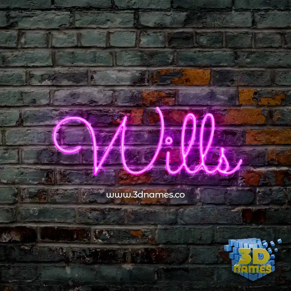 wills in Pink Neon style - 3D name wallpaper