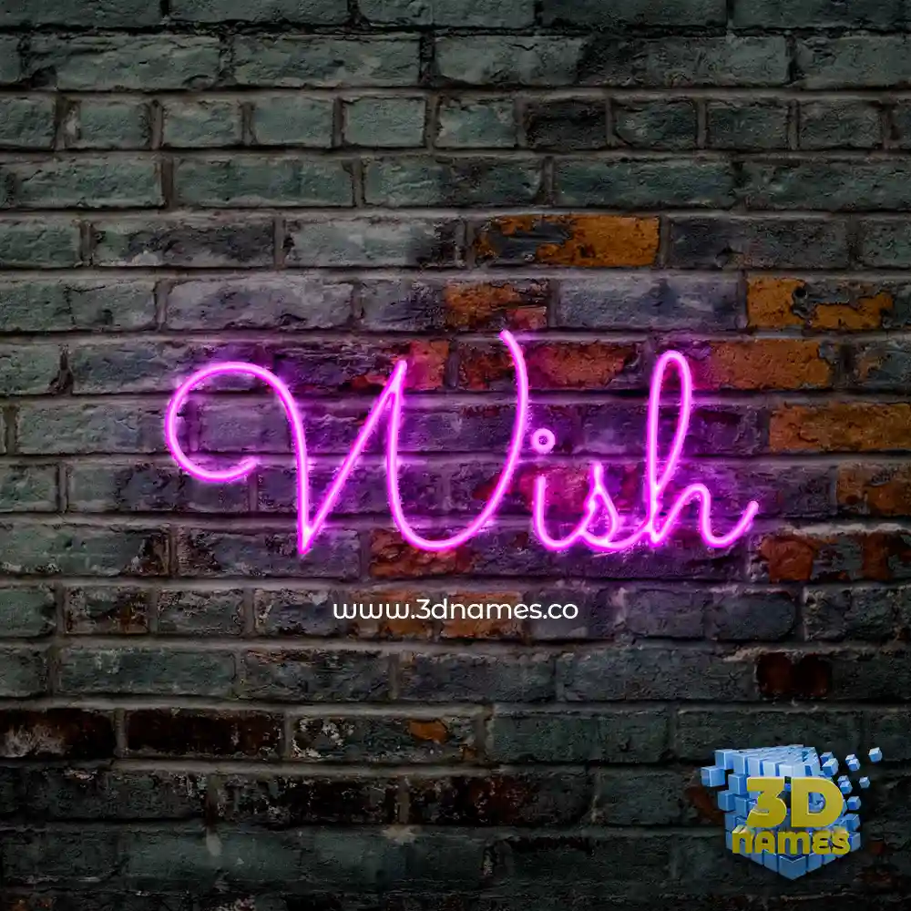 wish in Pink Neon style - 3D name wallpaper