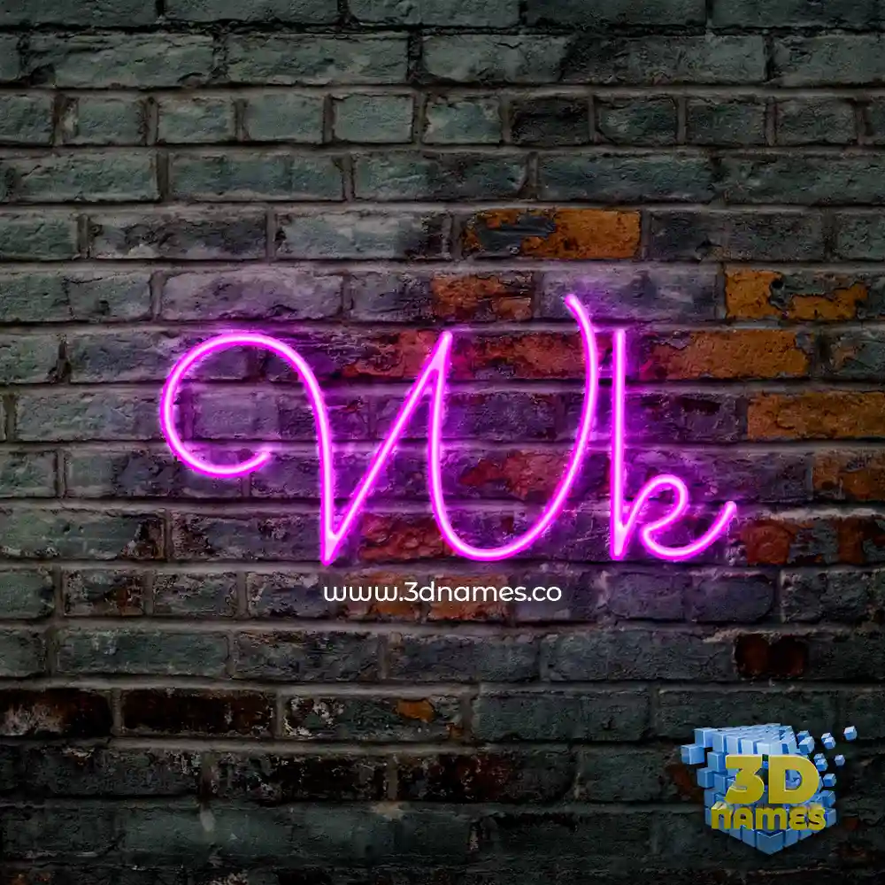 wk in Pink Neon style - 3D name wallpaper