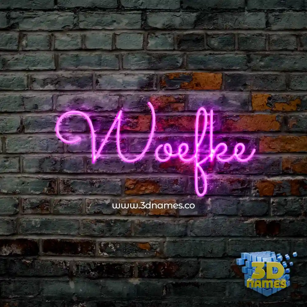 woefke in Pink Neon style - 3D name wallpaper