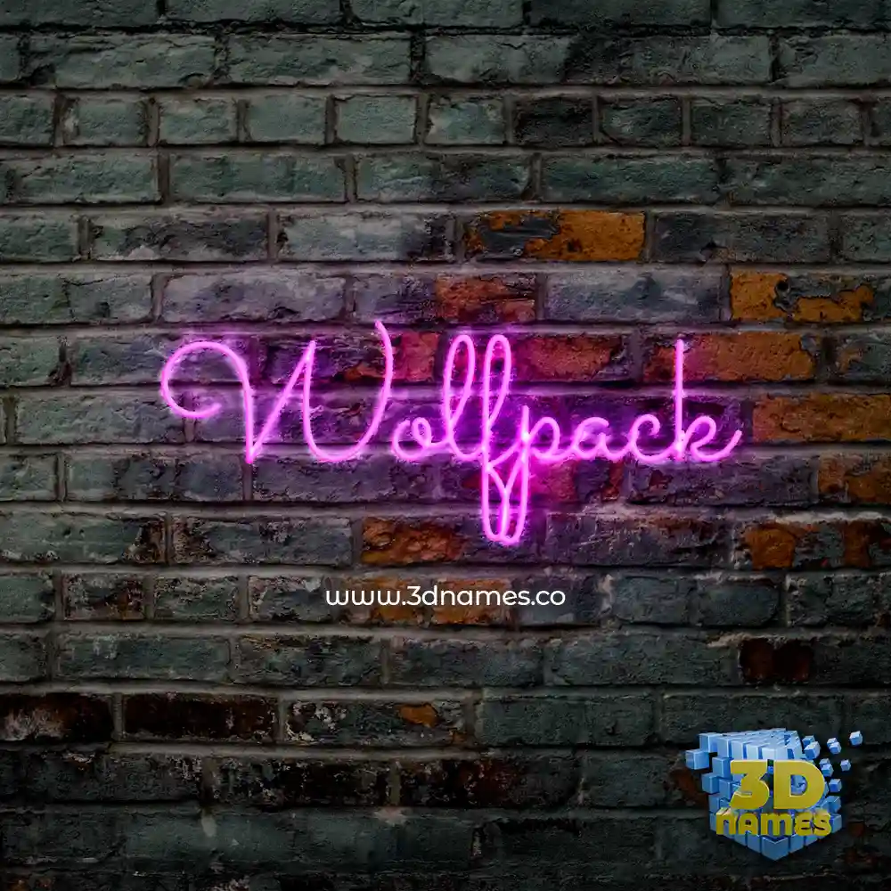 wolfpack in Pink Neon style - 3D name wallpaper