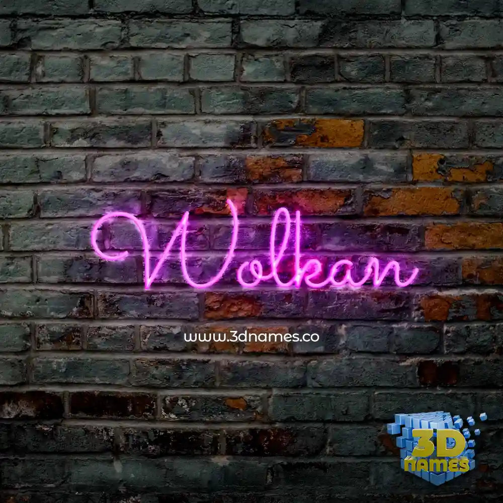 wolkan in Pink Neon style - 3D name wallpaper