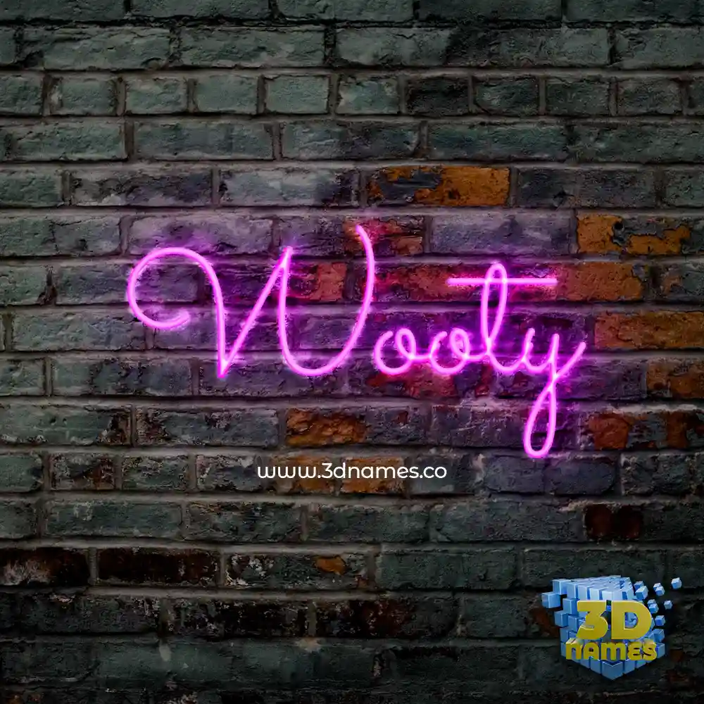 wooty in Pink Neon style - 3D name wallpaper