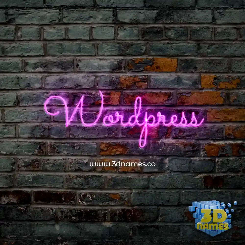 wordpress in Pink Neon style - 3D name wallpaper