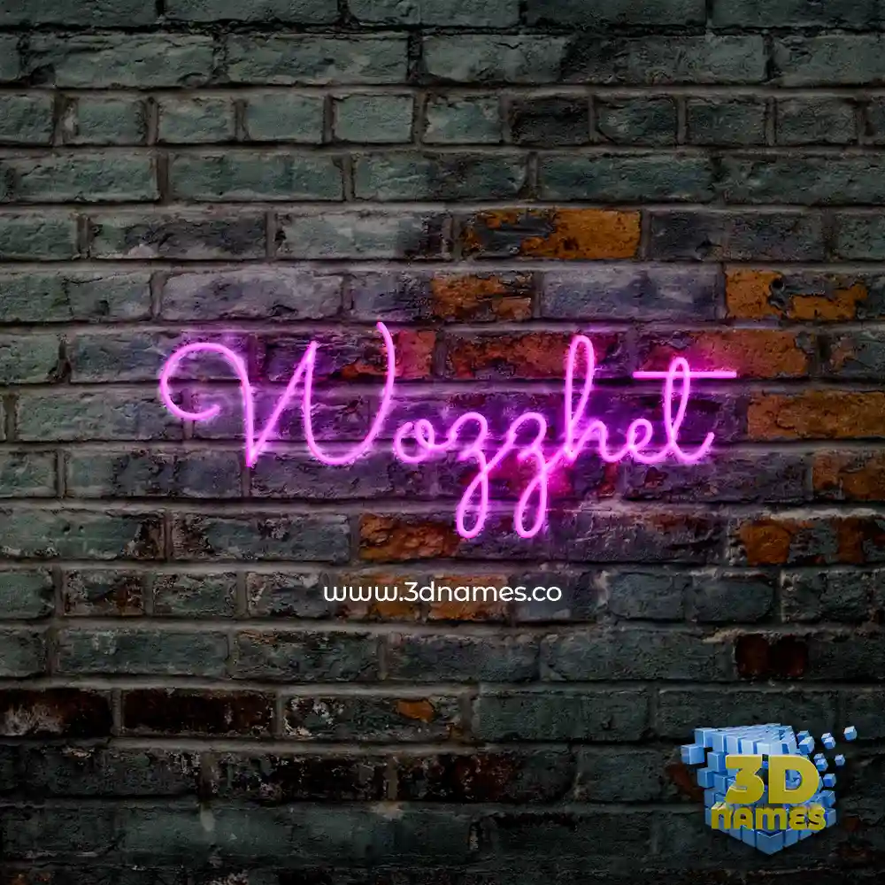 wozzhet in Pink Neon style - 3D name wallpaper
