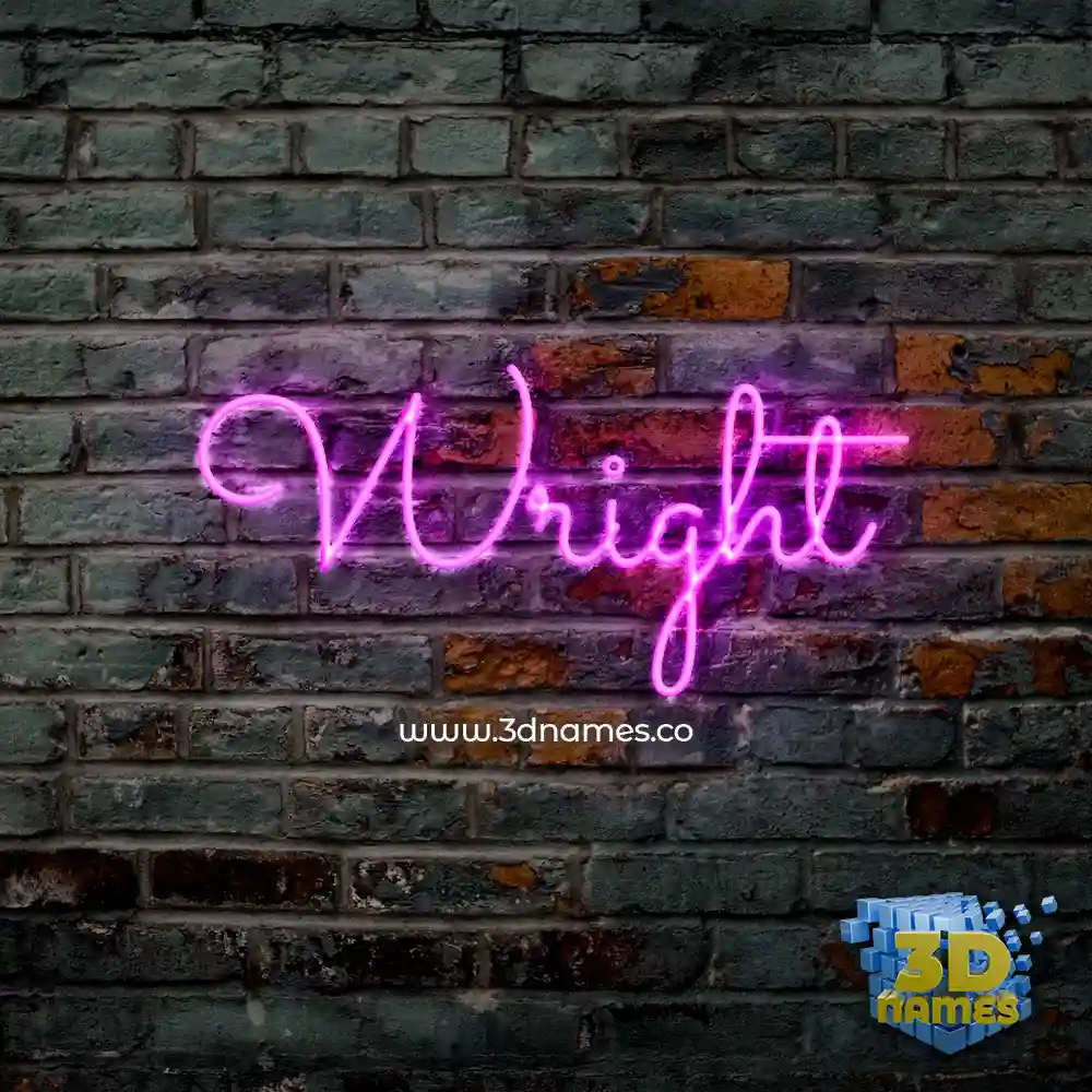 wright in Pink Neon style - 3D name wallpaper