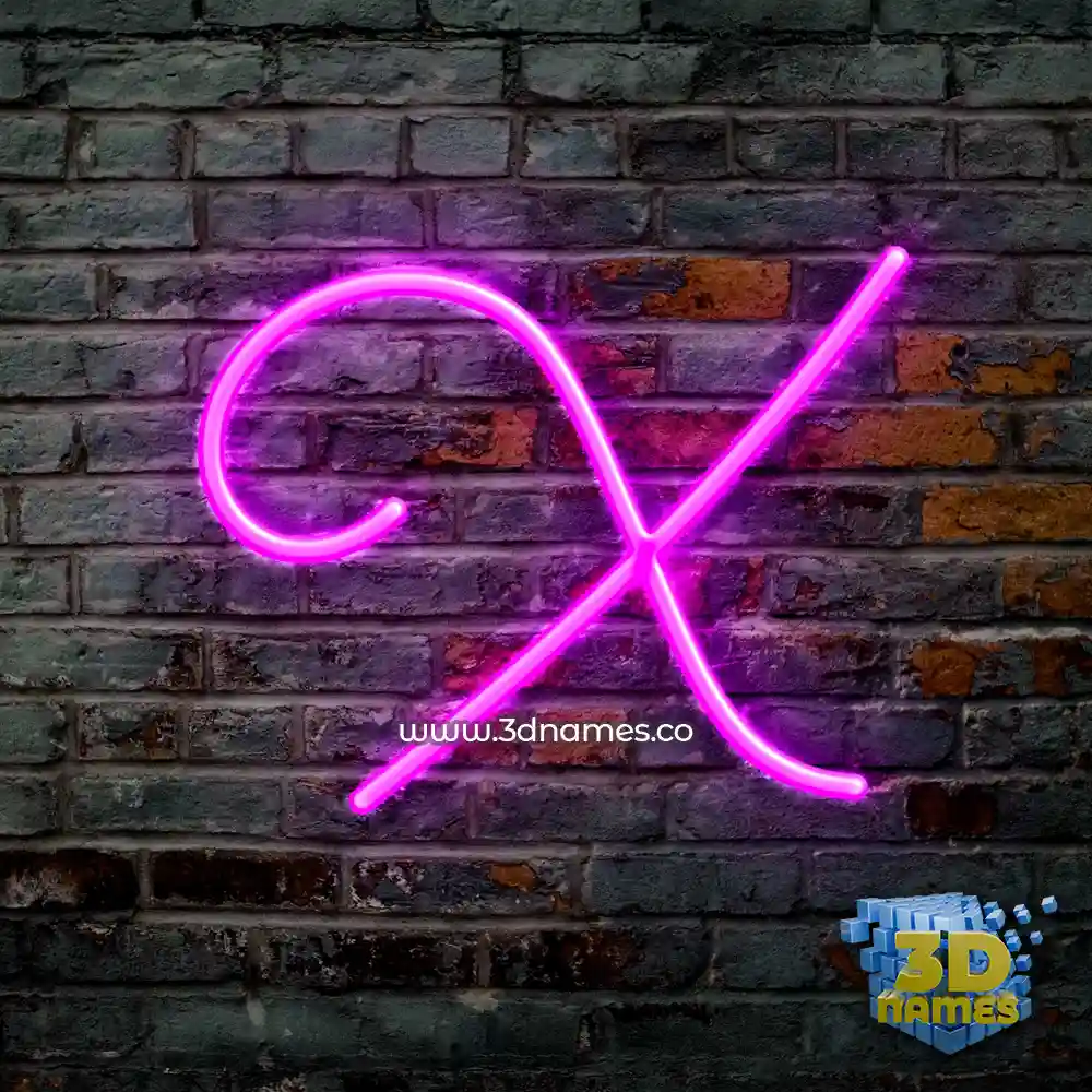 x in Pink Neon style - 3D name wallpaper