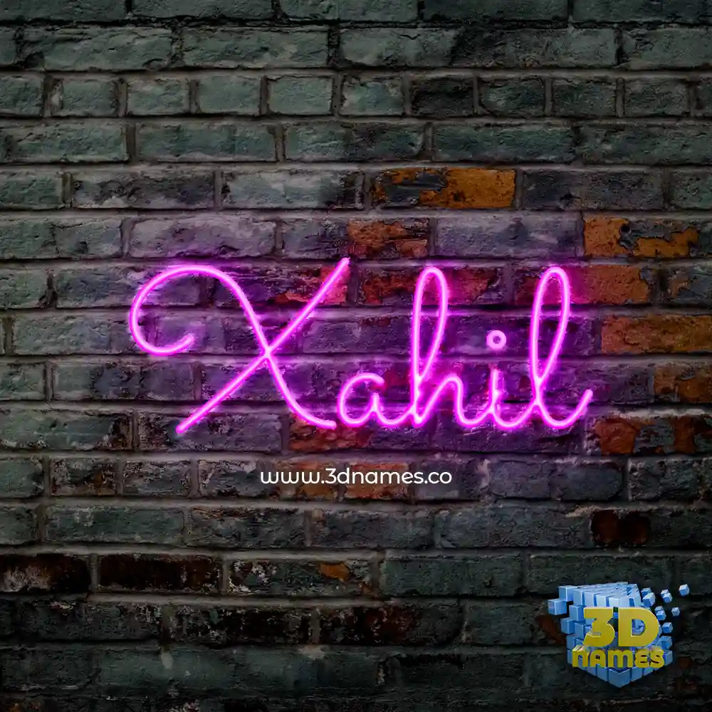 xahil in Pink Neon style - 3D name wallpaper