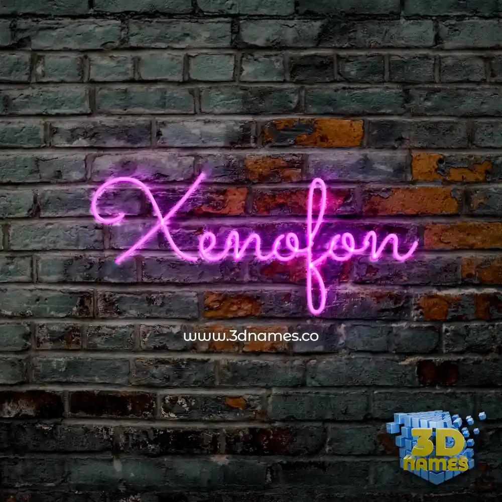 xenofon in Pink Neon style - 3D name wallpaper